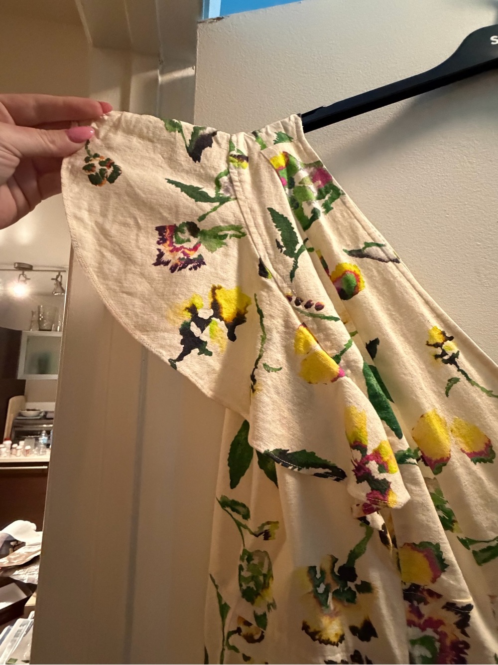 Tanya Taylor Cream Floral Belted Wrap Midi Dress - Picture 3 of 4